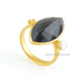 Anillo de Piedra Preciosa de Onyx Negro, Anillo de Onyx de Oro 18k